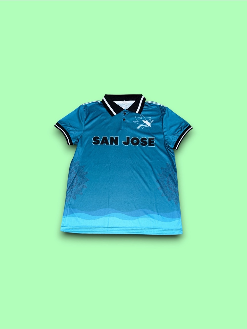 San Jose Sharks hockey NHL SGA soccer jersey blue men’s medium